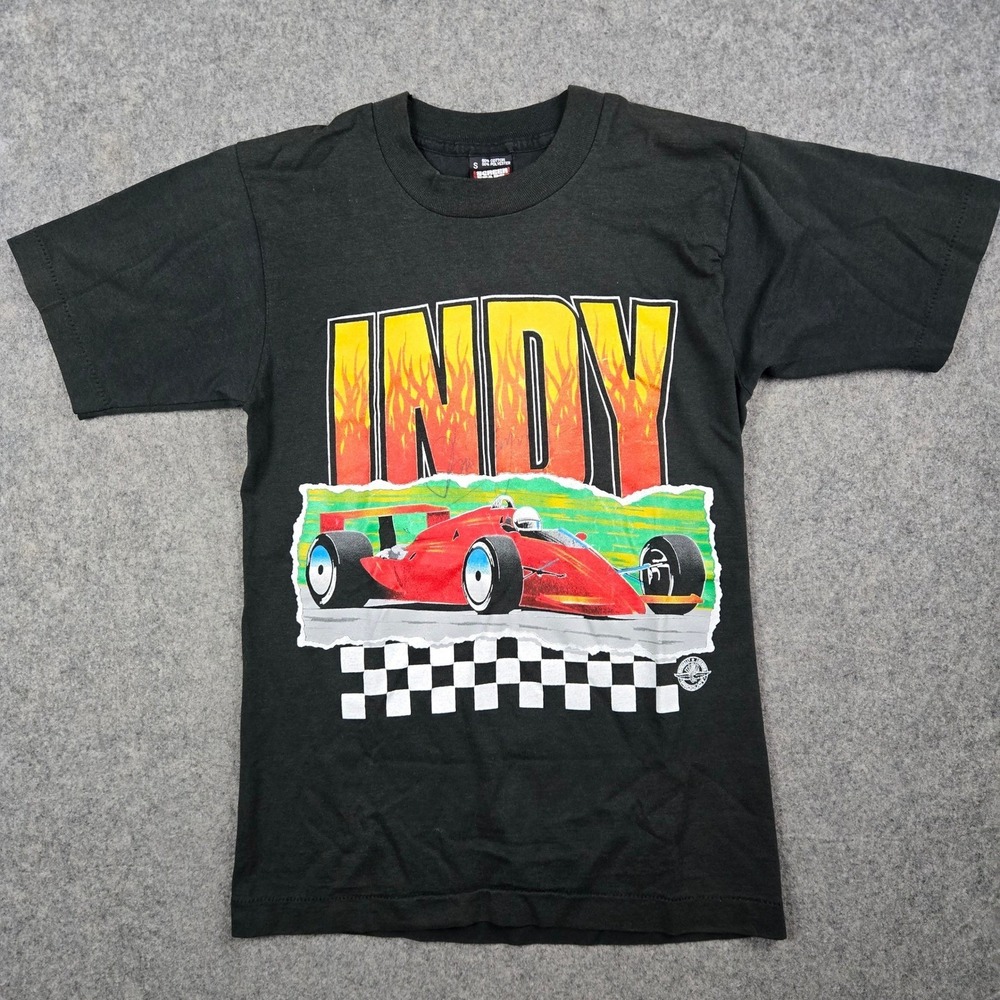 Vintage Indy‎ Car Racing T Shirt Mens Small Black 90s Single Stitch USA Signed